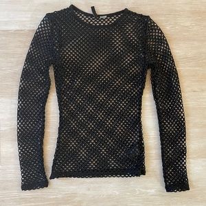 S Black Mesh Long Sleeve Top